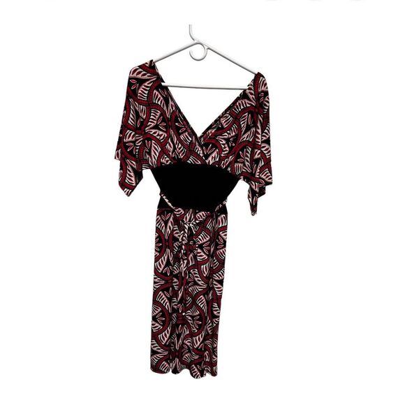 Bisou Bisou‎ Dress Women's Size 8 Mod Abstract Black Red Tie Back Medium DEF-C - Picture 1 of 8